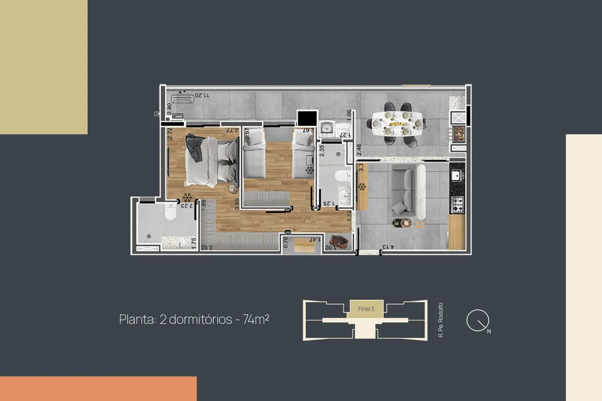 Planta 2 quartos, Matiss Vila Ema