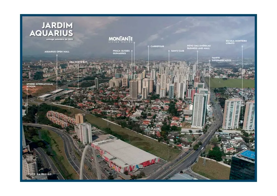 Vista aérea do Jardim Aquarius, Montante Living Design